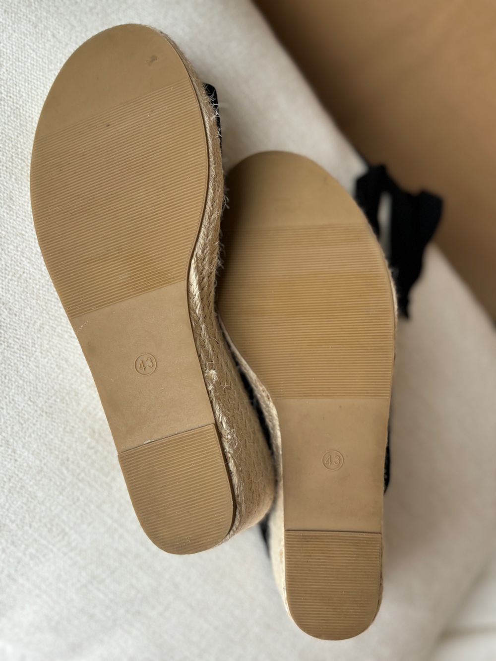 Black Ankle-Tie Espadrille Wedge Sandals Size 43 - Picture 8 of 10
